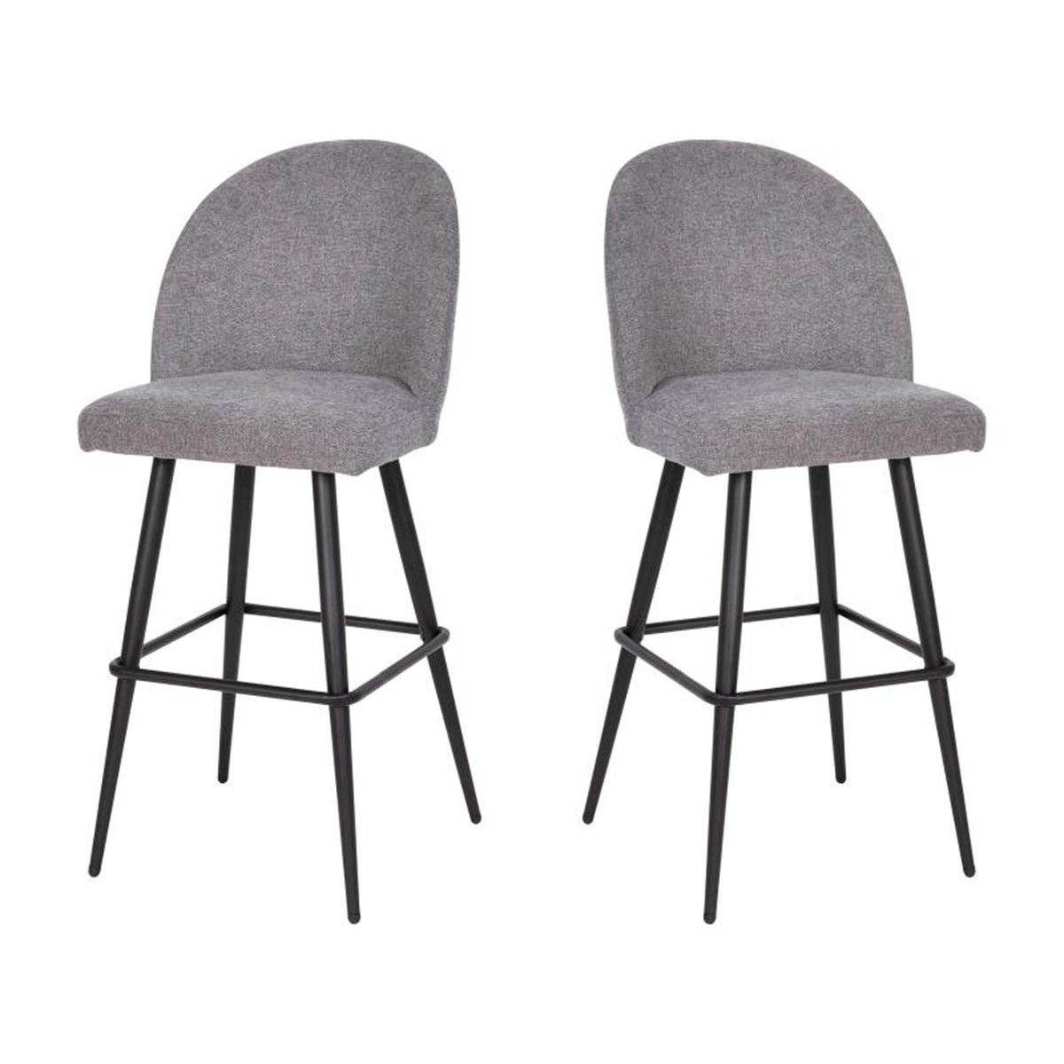 Flash Furniture Lyla Commercial Grade Modern Armless Barstools - Gray Faux Linen Upholstery - 30&quot; Barstool - Contoured Backrest - Steel Frame & Footrest - Set of 2