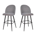 Flash Furniture Lyla Commercial Grade Modern Armless Barstools - Gray Faux Linen Upholstery - 30" Barstool - Contoured Backrest - Steel Frame & Footrest - Set of 2