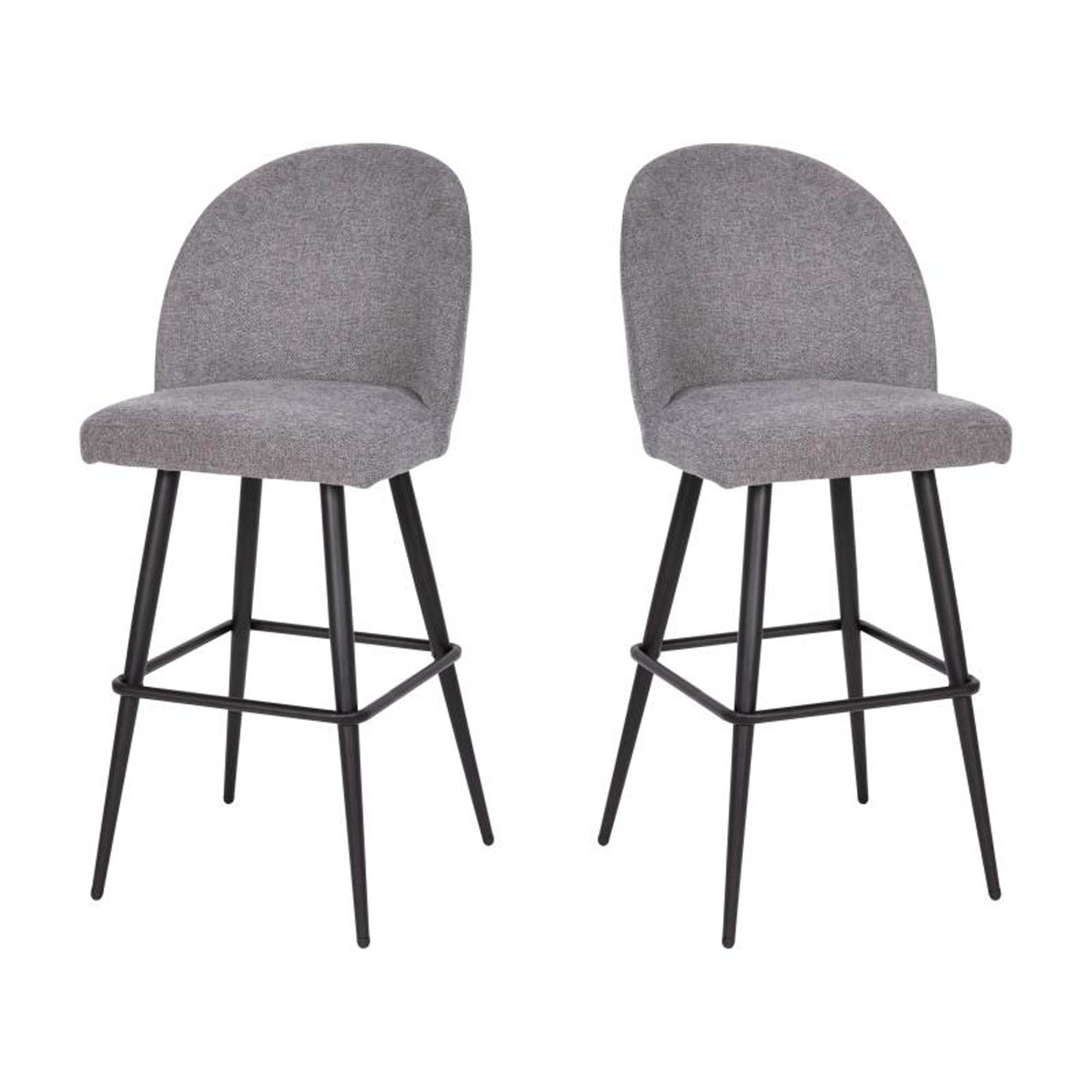 Flash Furniture Lyla Commercial Grade Modern Armless Barstools - Gray Faux Linen Upholstery - 30" Barstool - Contoured Backrest - Steel Frame & Footrest - Set of 2
