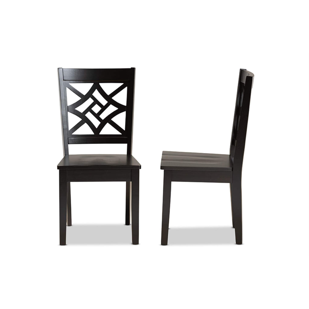 Baxton Studio Nicolette Modern and Contemporary Dark Brown Finished Wood 2-Piece Dining Chair Set