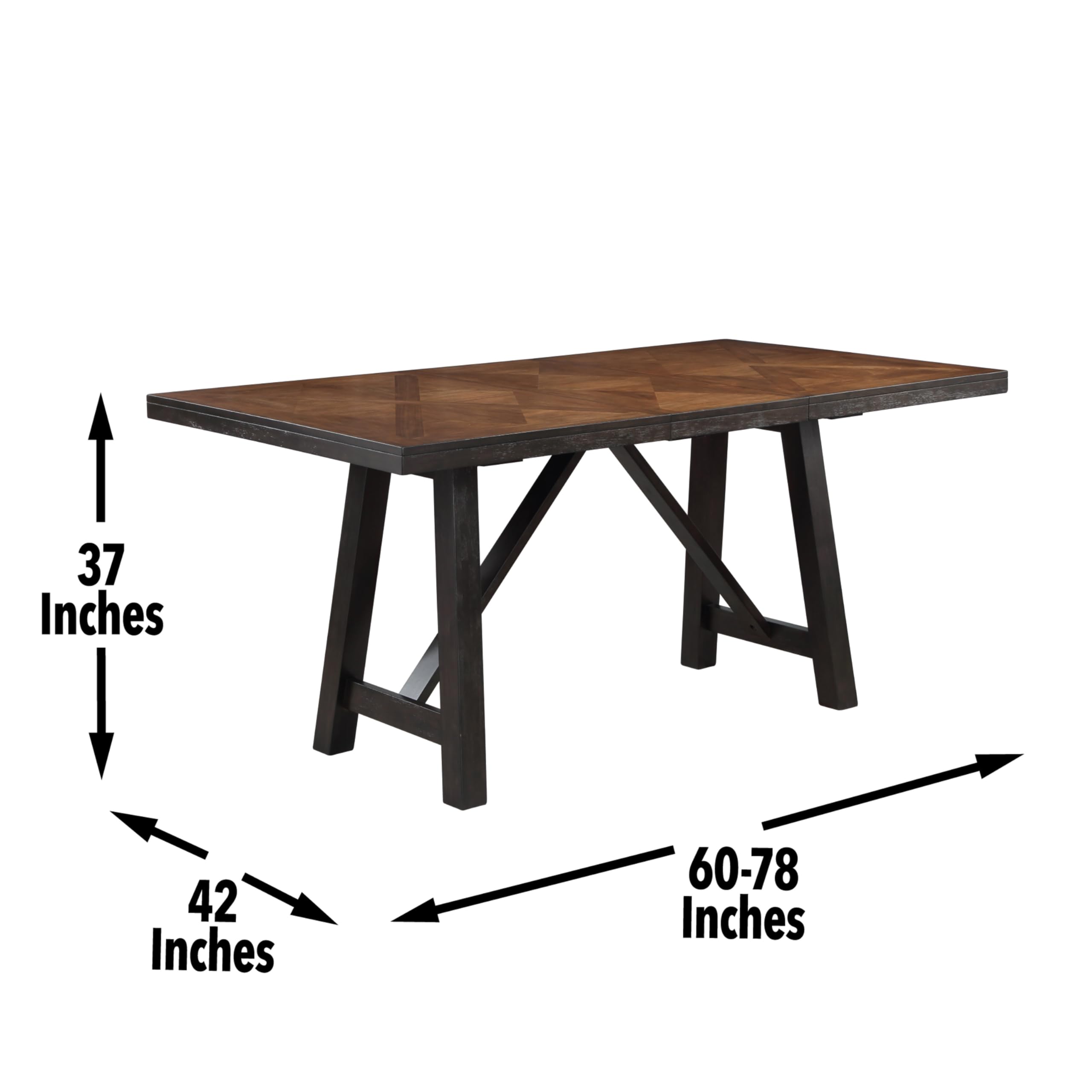 Steve Silver Co Halle Counter Dining Modern Farmhouse Style, Overlapping Diamond Veneer Top, Ebony Finish Table, Brown