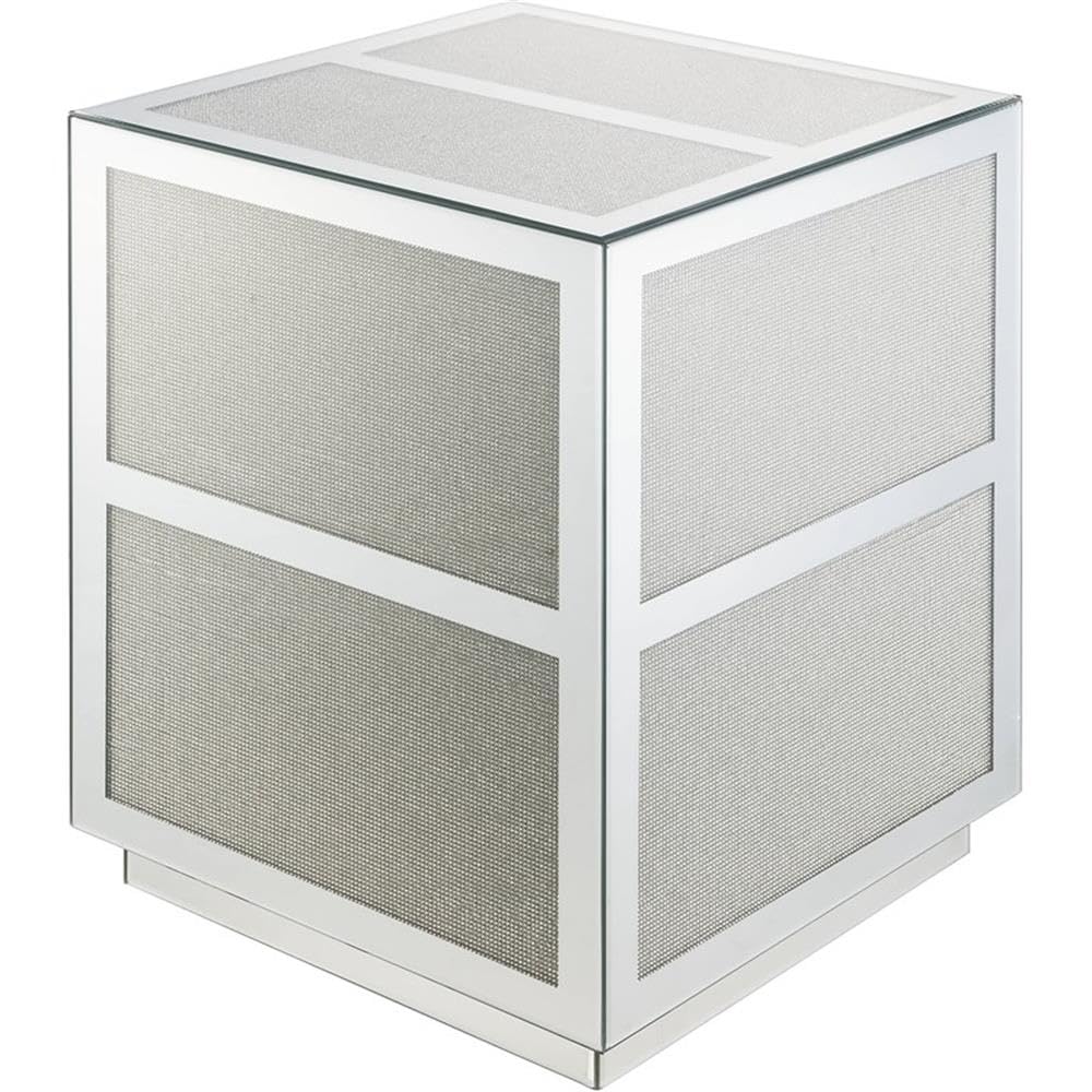 Acme Lavina End Table in Mirrored and Faux Diamonds