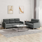 vidaXL 2 Piece Sofa Set in Dark Gray - Fabric Upholstered with Cushions - Modern Design for Living Room, Lounge, or Office