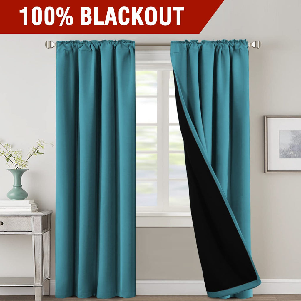 H.Versailtex 100% Blackout Curtains For Bedroom With Black Liner Full Room Darkening Curtains Thermal Back Tab/Rod Pocket Window