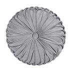Lush Decor Round Pleated Soft Velvet Decorative Throw Pillow, 1 Count, 15' Diameter, Dark Gray - Plush Round Pillow, Seat Cushi