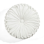 Lush Decor Round Pleated Soft Velvet Decorative Throw Pillow, 1 Count, 15' Diameter, White - Plush Round Pillow, Seat Cushion,