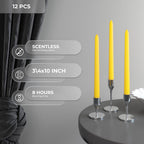Candwax 10 Inch Taper Candles Set Of 12 - Dripless Tapered Candles And Unscented Candlesticks - Perfect As Dinner Candles And Ho