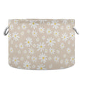 Burbuja Daisy on Beige Round Storage Basket with Cotton Rope Handles, Laundry Basket for Blankets, Nursery, Living Room Decorati