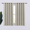 Nicetown Thermal Insulated Natural Curtains Blackout Draperies, Window Treatment Solid Grommet Room Darkening Drape Panels For B