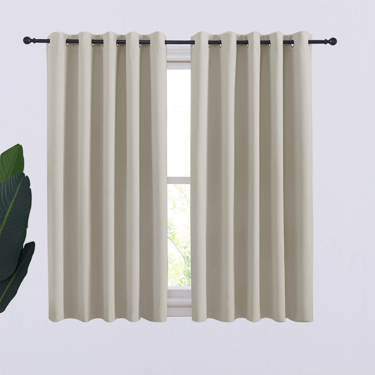 Nicetown Thermal Insulated Natural Curtains Blackout Draperies, Window Treatment Solid Grommet Room Darkening Drape Panels For B
