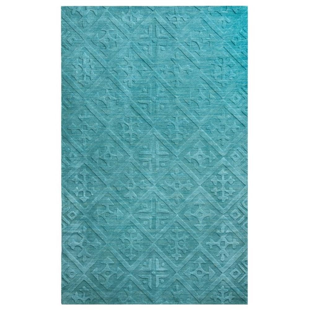 Rizzy Home | Tc8272 | Technique Collection | Wool Area Rug | 3' X 5' | Blue/Aqua Solid