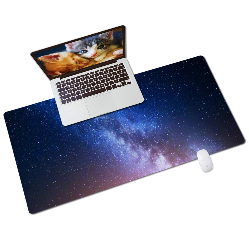 Qiyi Desk Pad, Galaxy Pu Leather Desk Blotter Protector, Waterproof Computer Desk Mat, Keyboard Mouse Pads, Non Slip Base Home &