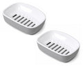 RORSYA Pack of 2 Double Layer Soap Dish Plastic Self Draining Soap Holder for Bathroom Kitchen Wash Basin Soap Stand with Remova