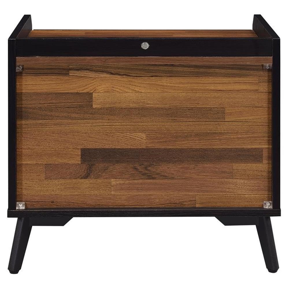 Acme Jiranty Wooden Accent Table with 2 Storage Drawers in Walnut and Black