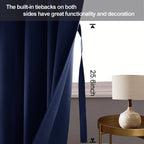 Jiuzhen Navy Blue Blackout Curtains With Tiebacks Thermal Insulated, Light Blocking And Noise Reducing Grommet Curtains For Bedroom And Living Room, Set Of 2 Window Curtain Panels, 42 X 72 Inch Length