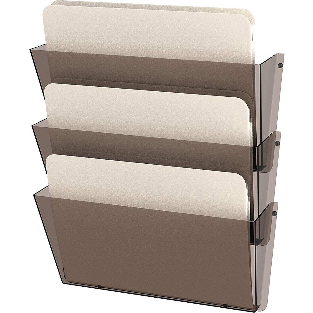 Deflecto 63602 Unbreakable Docupocket Expandable Three-Pocket Wall File Set, Letter, Smoke