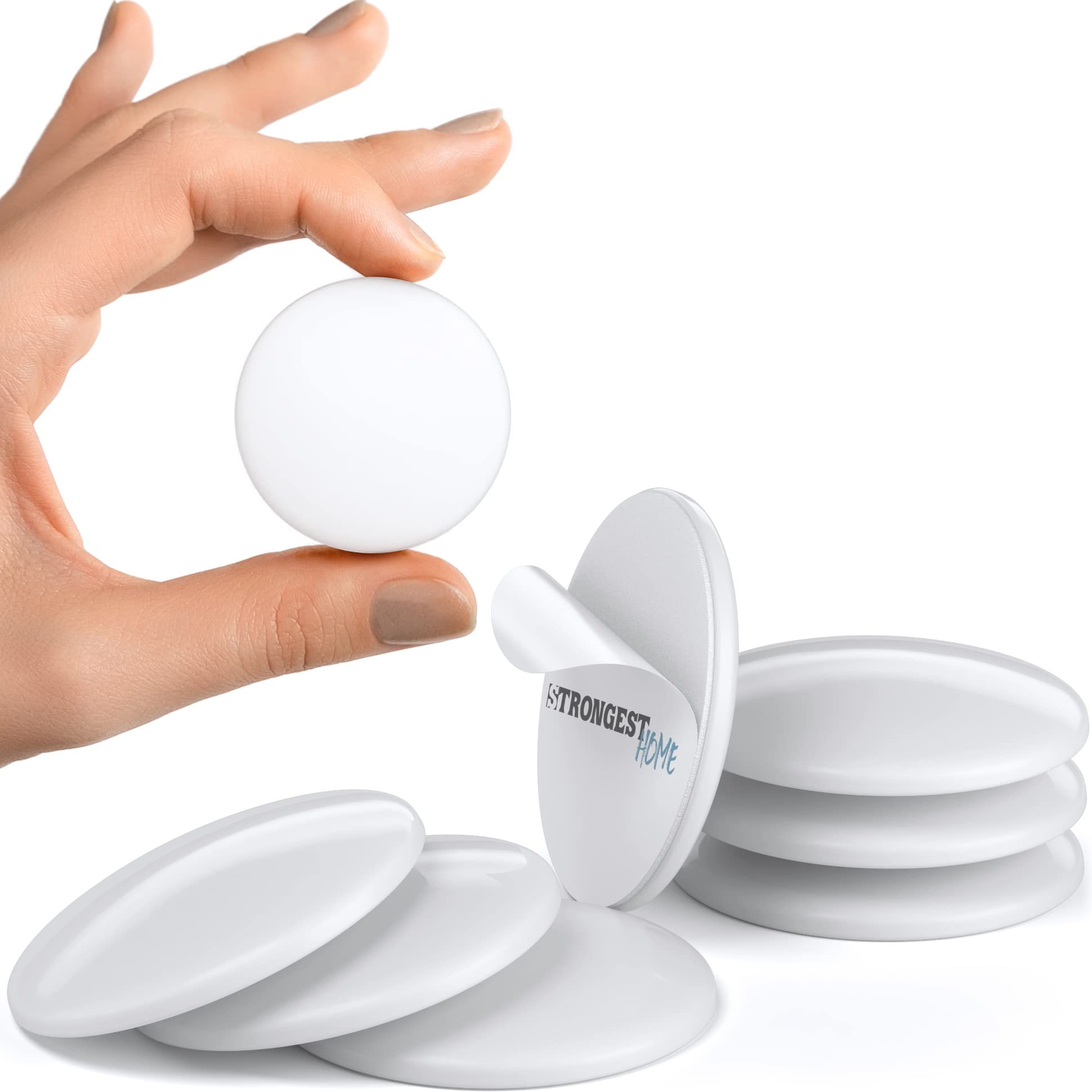 Strongest Wall Door Handle Stopper Set. 7 Pieces Of White Silicone Door Knob 1.57', Round Wall Shield Cushion. Wall Protector F
