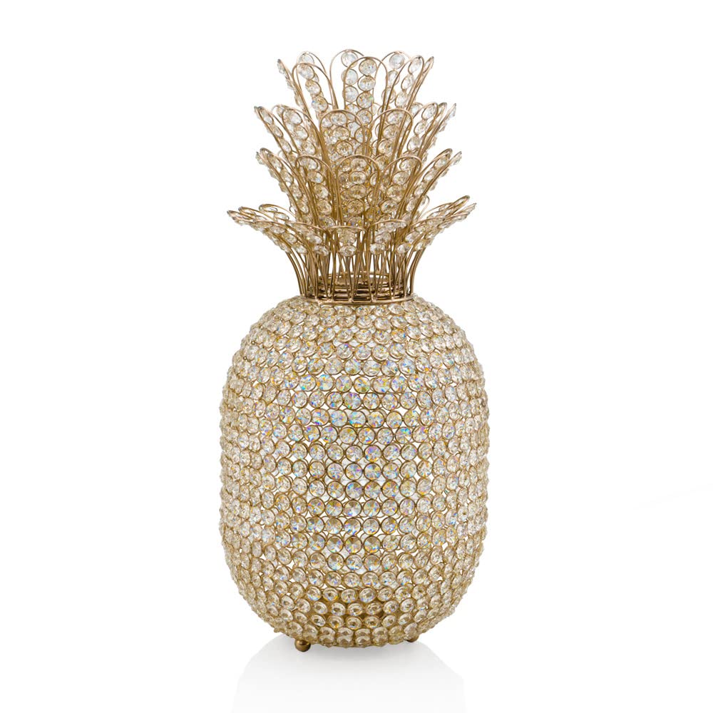 HomeRoots Gold/Clear 23' Glam Bling Faux Crystal and Gold Pineapple