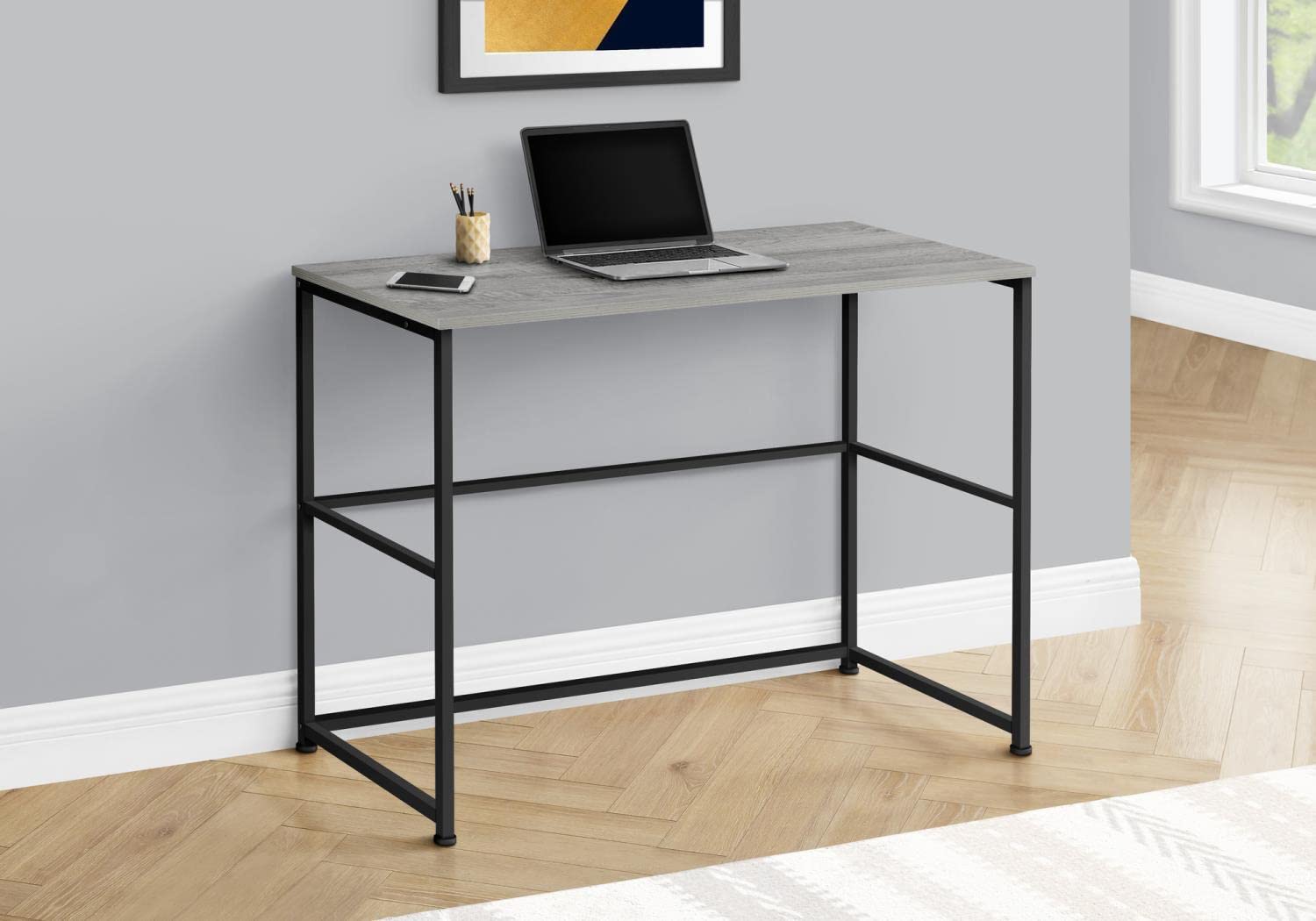Monarch Specialties I 7778 Computer Desk, Home Office, Laptop, Left, Right Set-up, Storage Drawers, 40&quot; L, Work, Metal, Laminate, Grey, Black, Contemporary