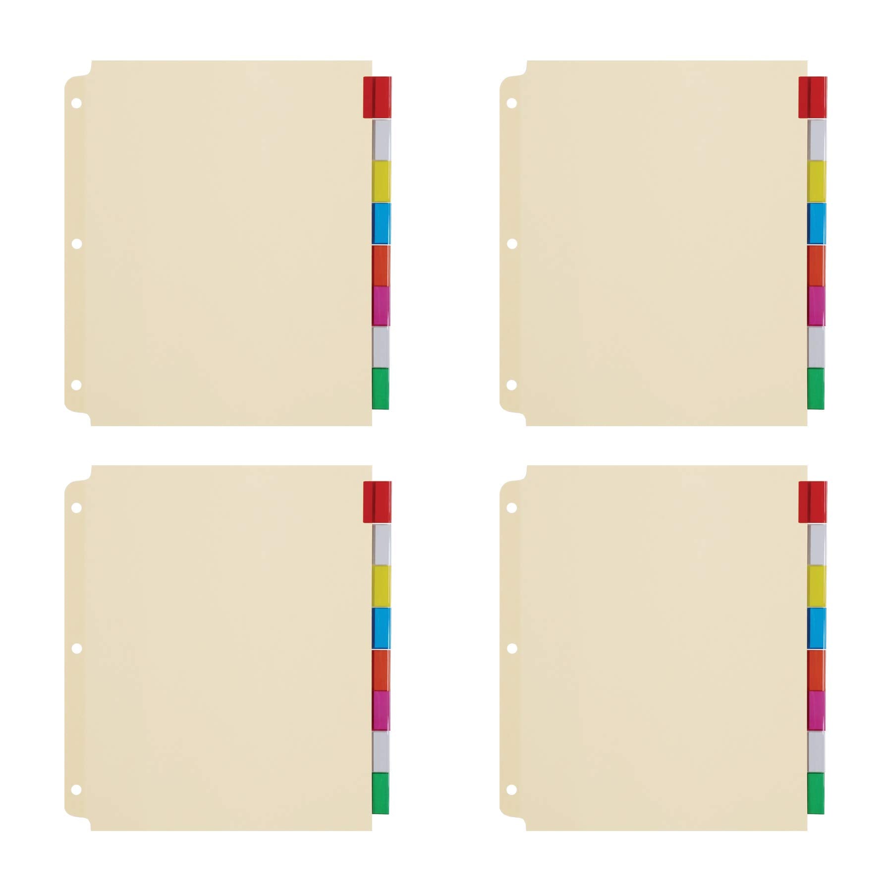Oxford 3 Ring Binder Dividers, 8 Tab, Insertable Multicolor Big Tabs, 4 Sets (R215-8A3), Assorted