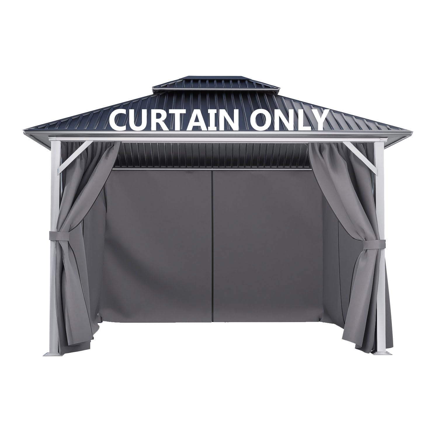 Cowvie Gazebo Curtain Replacement Universal 4-Panel Sidewalls 10' X 13', Patio Gazebo Privacy Curtains With Double Zipper, Repla