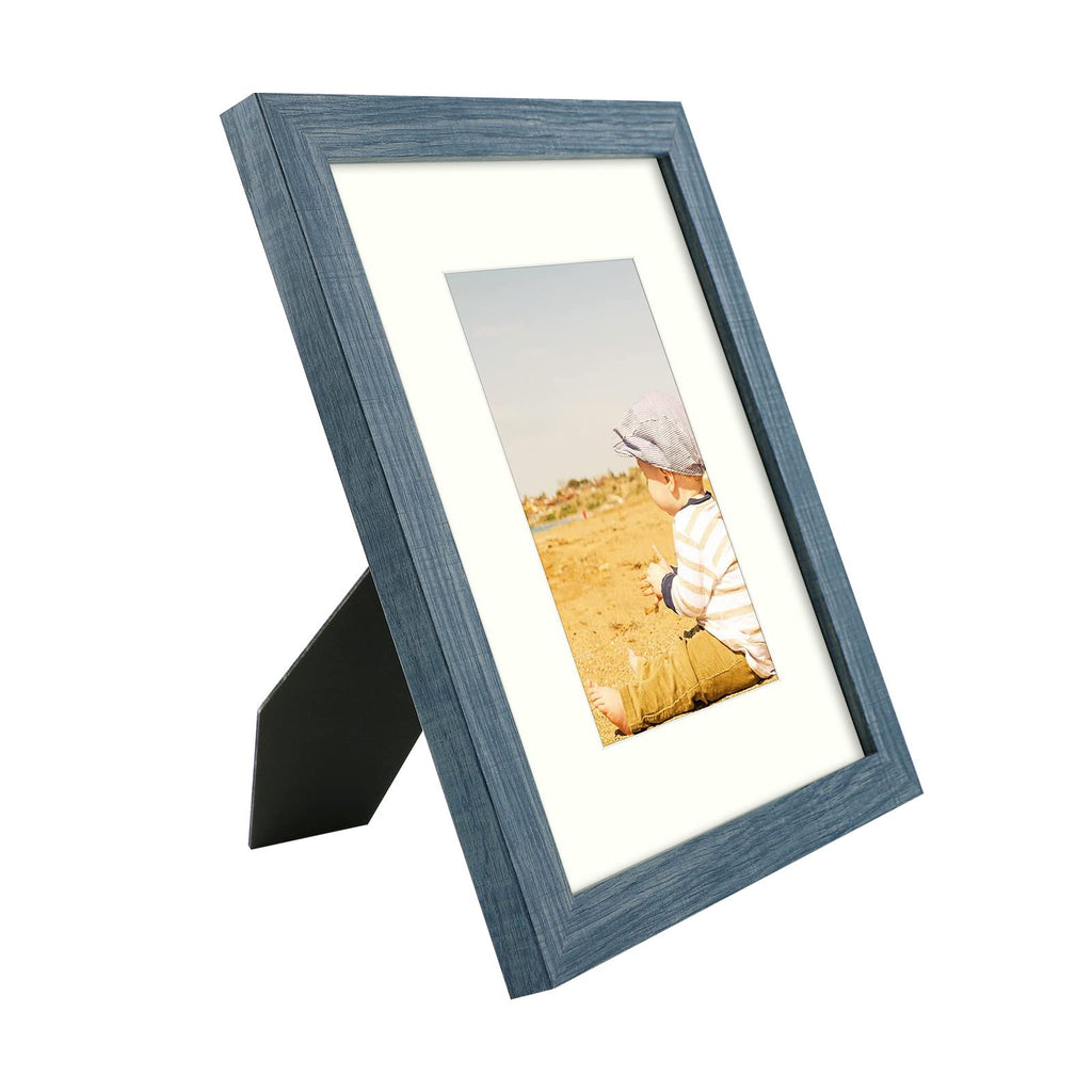 Golden State Art, 8X10 Picture Frames With Mat For 5X7 Or 8X10 Photo, Composite Wood Glass Frame For Wall & Tabletop (Blue, 2 Pa