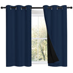 Nicetown Navy 100% Blackout Curtains 45 Inch Long 2 Panels Set, Thermal Insulated 2-Layer Lined Drapes, Energy Efficiency Small