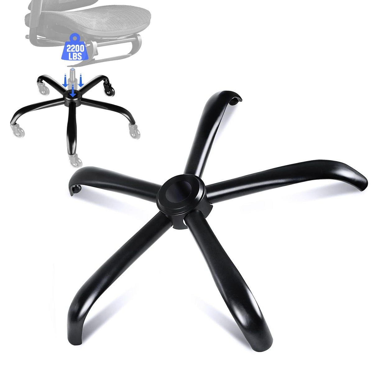 MASTERY MART Office Chair Base Replacement, 28 Inch Heavy Duty(2500 Lbs) Metal Leg, Reinforced to Repair Swivel Gaming Chair Bot