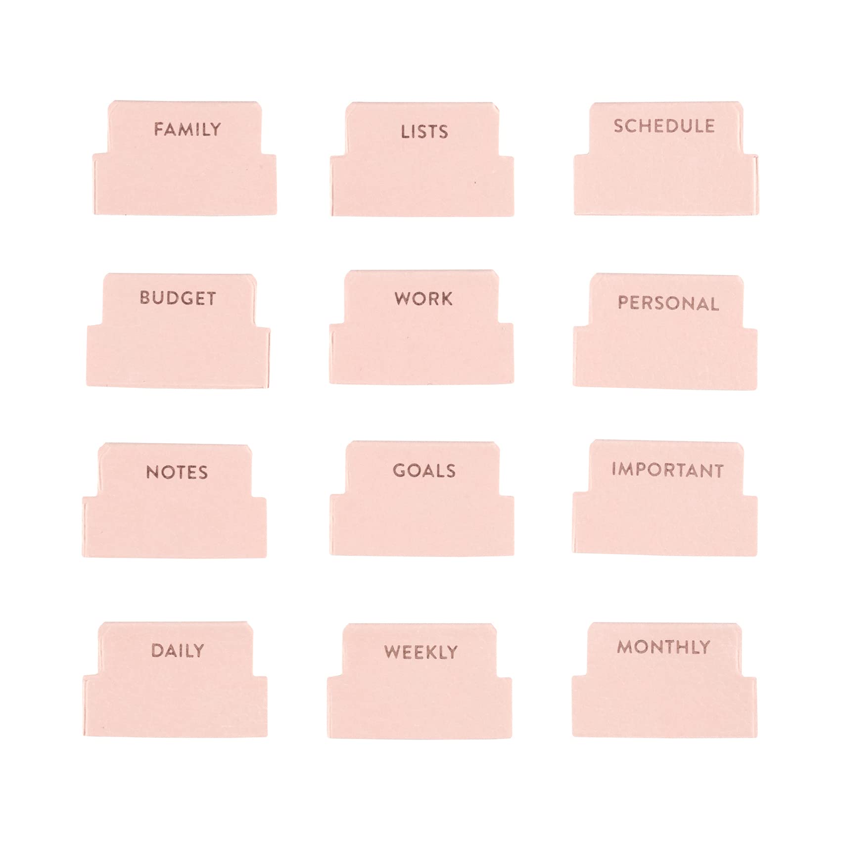 Vegan Leather Blush + Gold Foil Mini 12 Subject Label Adhesive Tabs For Folders, Pages. Organize Your Files, Books And Agenda'S