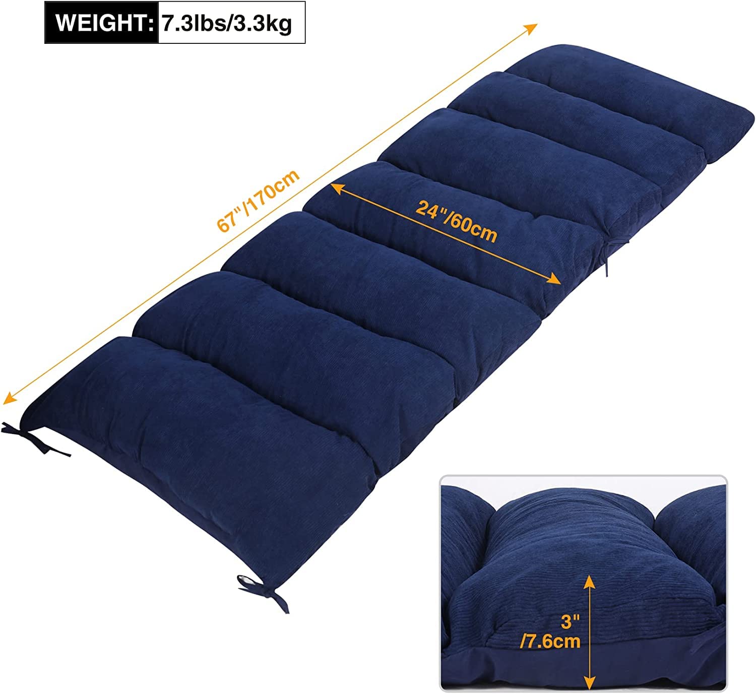 Redcamp Chaise Lounge Cushion For Patio Furniture,67 Inch Zero Gravity Cushion Comfortable Thicker For Indoor Home Office Or Out