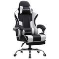 Gtplayer Gaming Chair, Computer Chair With Footrest And Lumbar Support, Height Adjustable Game Chair With 360°-Swivel Seat And Headrest And For Office Or Gaming (Fabric, Black & Light Gray)