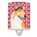 Caroline'S Treasures Ss4470Cnl Collie Smooth Hearts Love And Valentine'S Day Portrait Ceramic Night Light Compact, Ul-Certified,