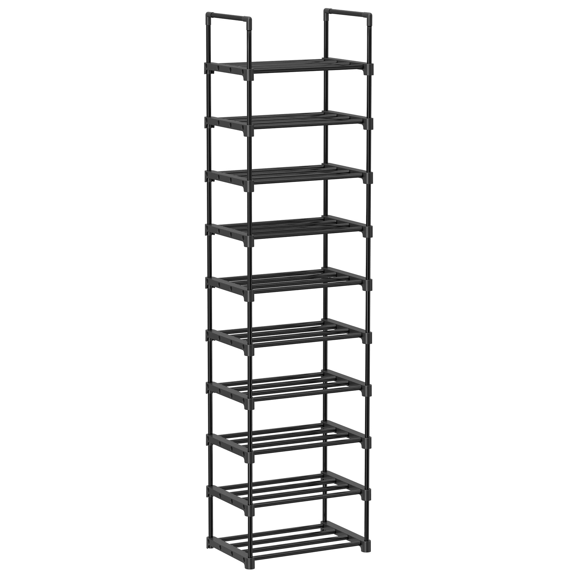 SONGMICS Shoe Rack, 10-Tier Shoe Organizer, Metal Storage Shelf, Upright or Upside Down, for 11-22 Pairs, for Entryway, 11.8 x 1