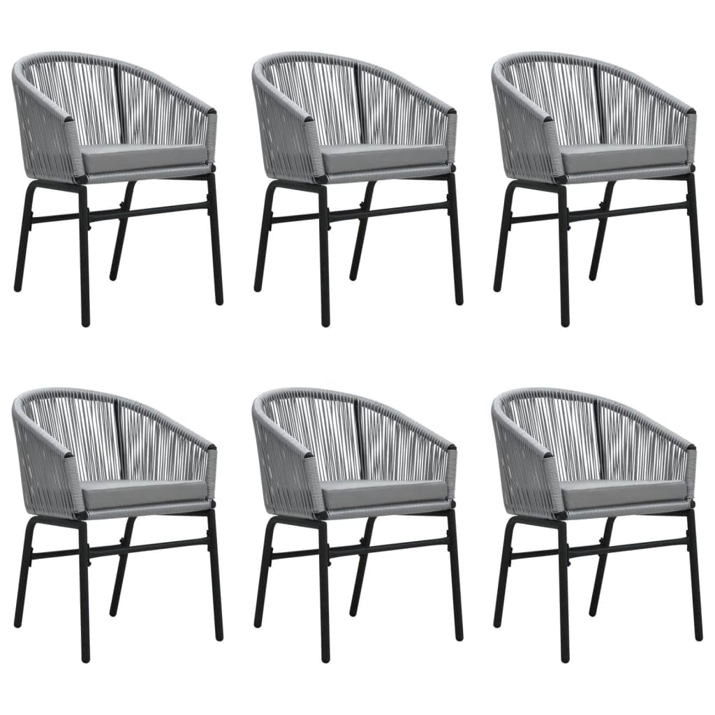 vidaXL Patio Dining Set 7 Piece Garden Conversation Bistro Set Outdoor All-Weather Furniture for Porch Backyard with Chairs Cushion Gray