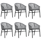 vidaXL Patio Dining Set 7 Piece Garden Conversation Bistro Set Outdoor All-Weather Furniture for Porch Backyard with Chairs Cushion Gray