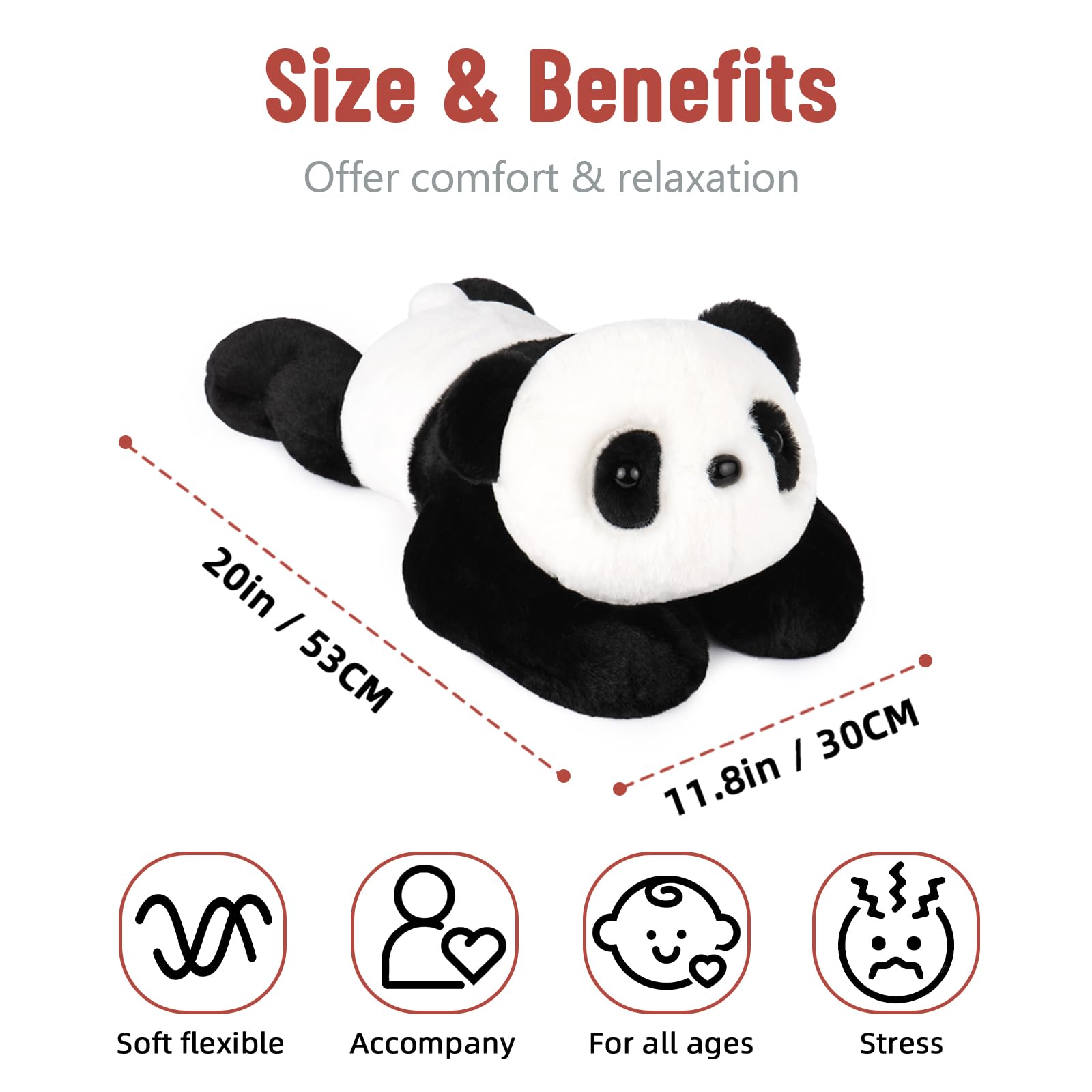 Niuniu Daddy 20' | 3.3 Pound Panda Weighted Stuffed Animals Plush Toys, Large Pillowfort Plush Animals For Kids Adults, Heavy B