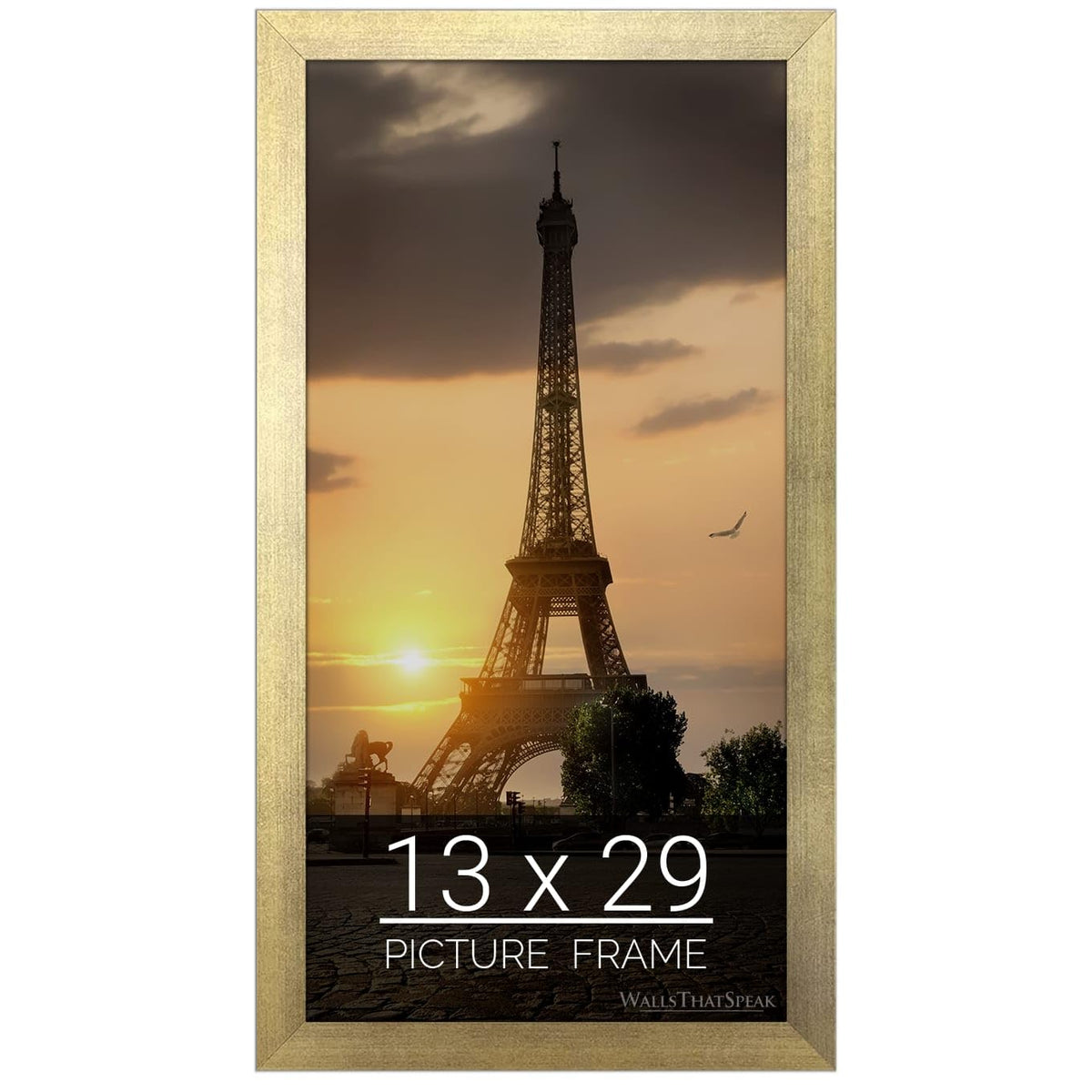 wallsthatspeak 13x29 Gold Picture Frame for Puzzles Posters Photos or Artwork