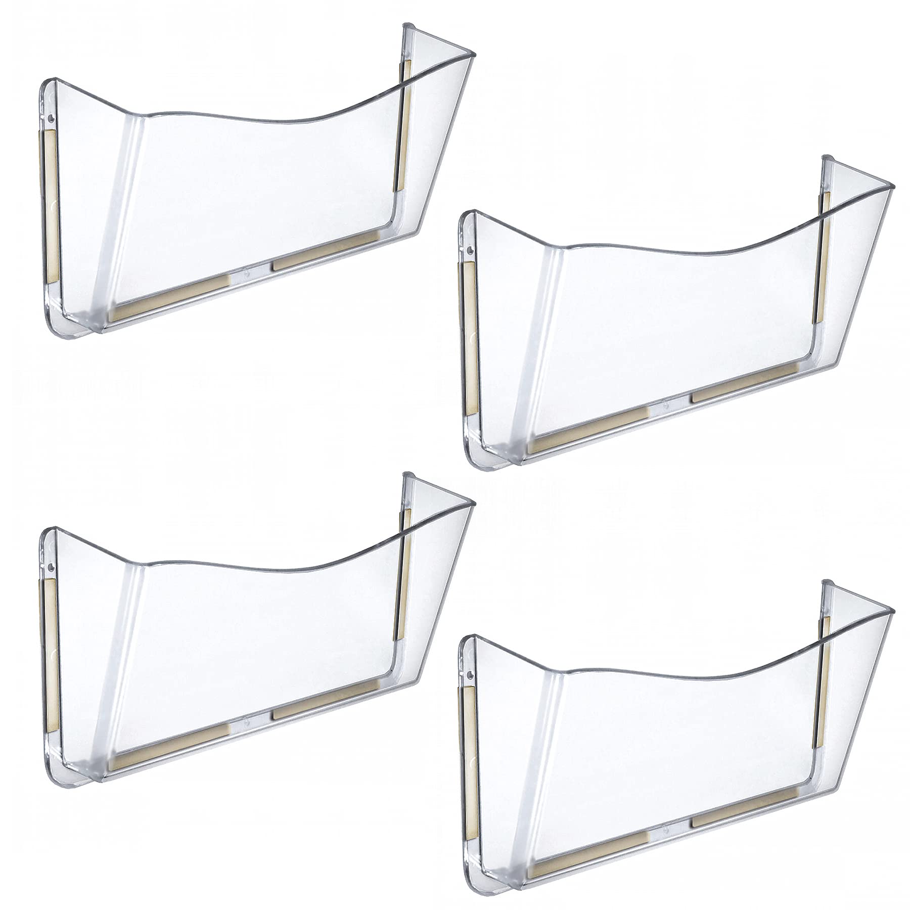 Azar Displays 250035 Clear Single Pocket Wall File With Double-Sided Adhesive Tape, 4 Pack