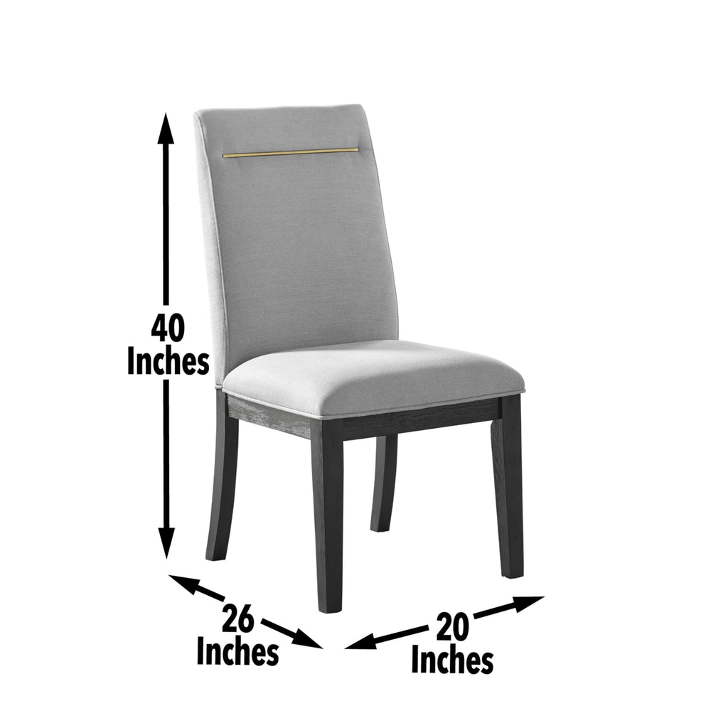 Steve Silver Yves Gray SilverShield Side Gold Accent-Rubbed Charcoal Finish Perforamnce Chiars, Set of 2 Chairs, Modern, Contemporary Styling, Performance Fabric, Dining Room, 20 x 25.5 x 40, Grey