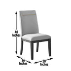 Steve Silver Yves Gray SilverShield Side Gold Accent-Rubbed Charcoal Finish Perforamnce Chiars, Set of 2 Chairs, Modern, Contemporary Styling, Performance Fabric, Dining Room, 20 x 25.5 x 40, Grey