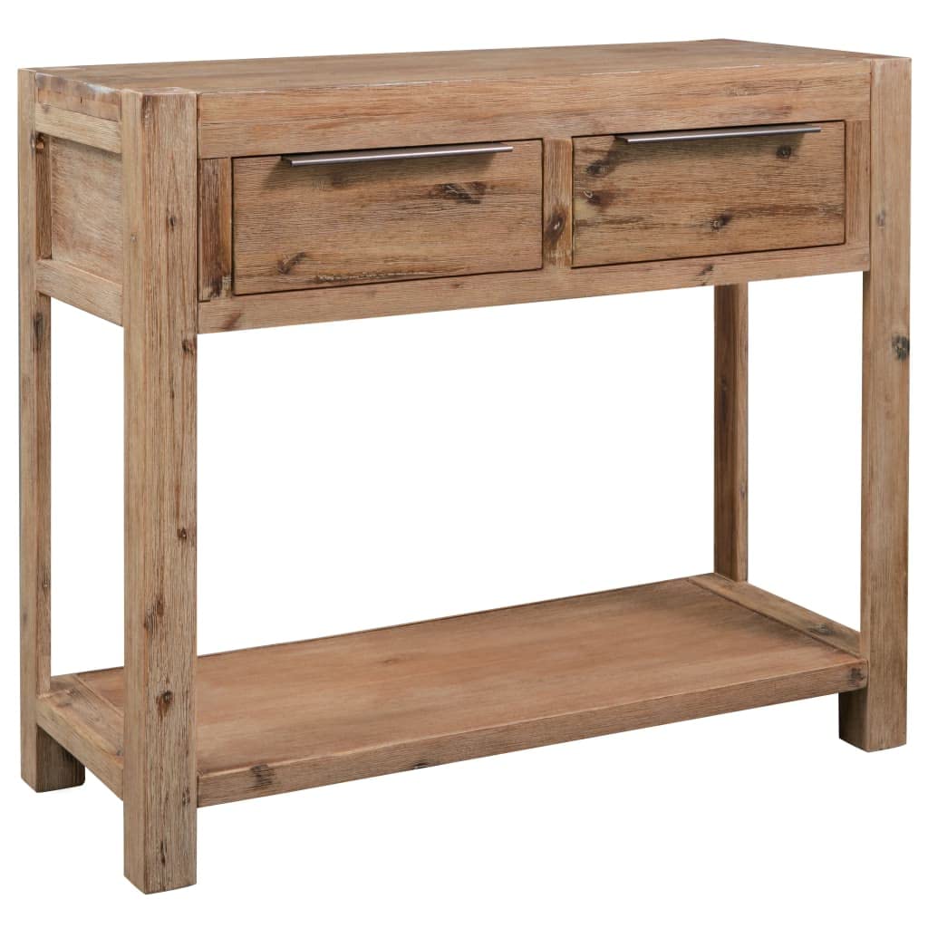 vidaXL Solid Acacia Wood Console Table with Drawers and Shelf - Thumbnail 4