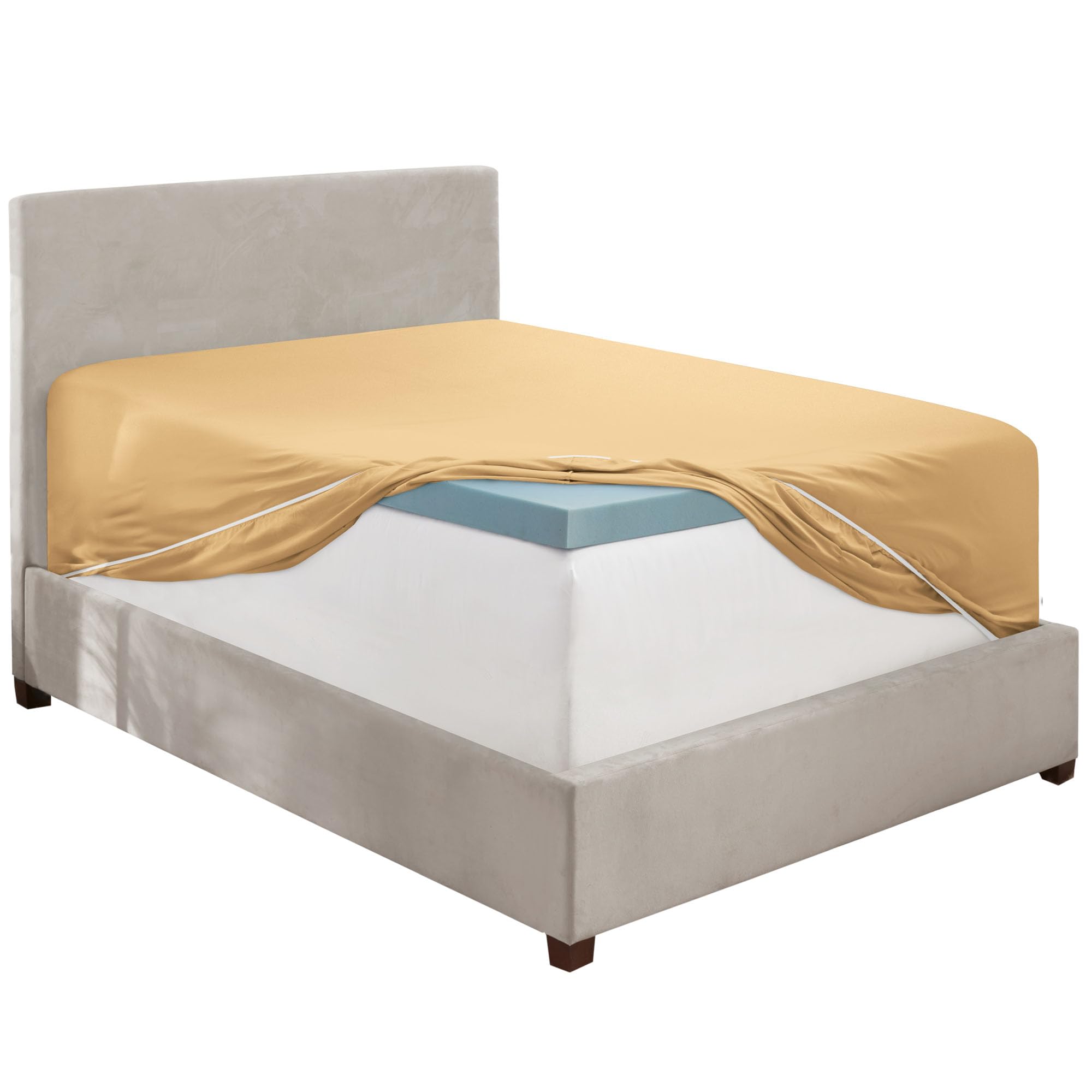 Hearth & Harbor Camel Gold Twin Xl Fitted Sheet Only, Extra Deep Pocket Fitted Bed Sheet, 1800 Microfiber Xl Twin Fitted Sheet, Ultra Soft Fitted Sheet Twin Xl Fits Up To 24 Inch Mattress