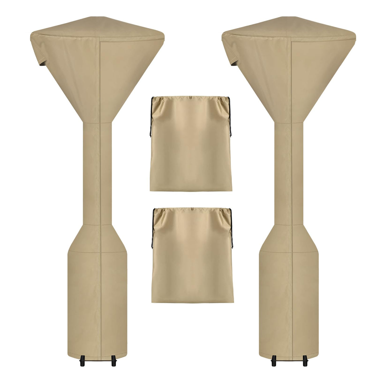 Outdoorlines Waterproof Outdoor Patio Heater Covers With Zipper And Storage Bag, Dust-Proof Uv-Resistant Windproof Propane Heavy Duty Heater Cover For Standing Heater, 2 Packs-95Hx34Dx19B Inch Camel