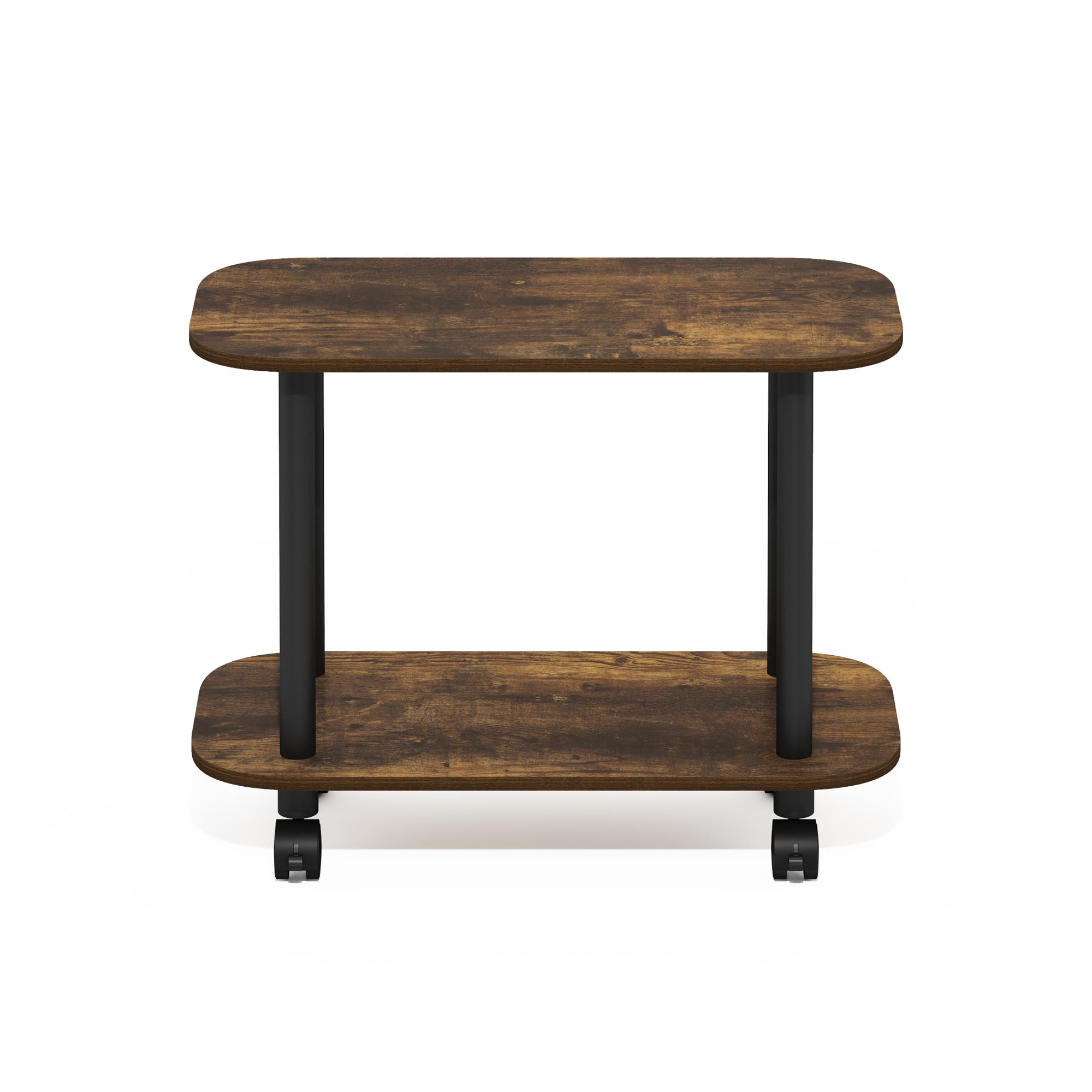 Furinno Turn-N-Tube Modern Oval End Table, Side Table with Casters, Amber Pine/Black