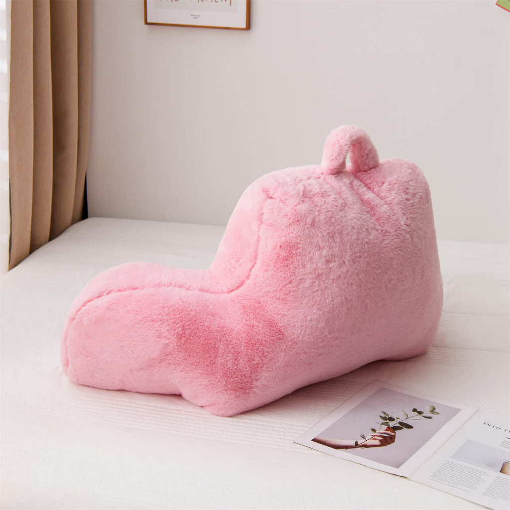 A Nice Night Faux Fur Reading Pillow Bed Wedge Large Adult Backrest With Arms Back Support For Resting In Bed/Couch For Bedrest,
