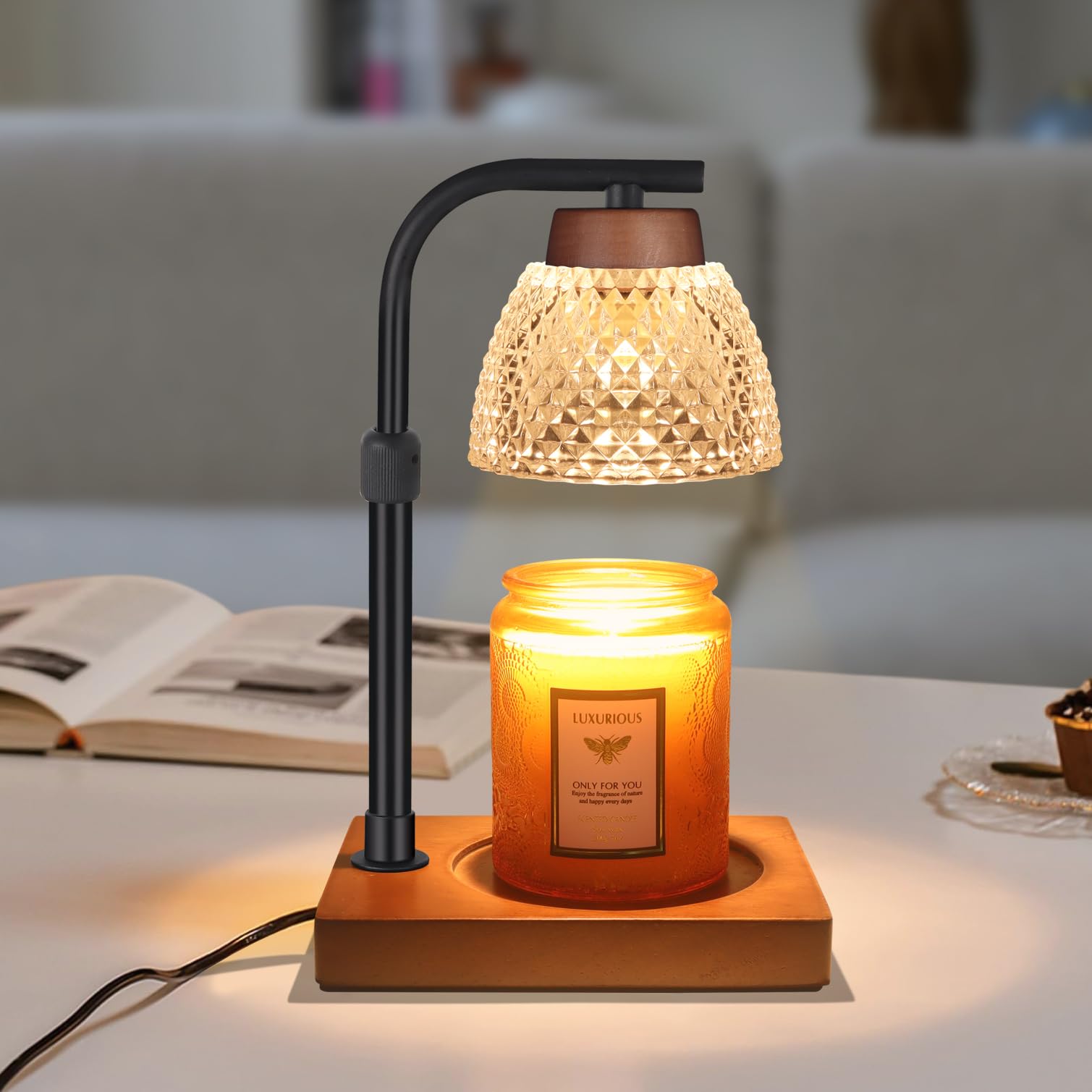 Candle Warmer Lamp Dimmable, Electric Candle Warmer Melter, Wax Melt Warmer for Scented Candles Jar Valentines Day Birthday Gift