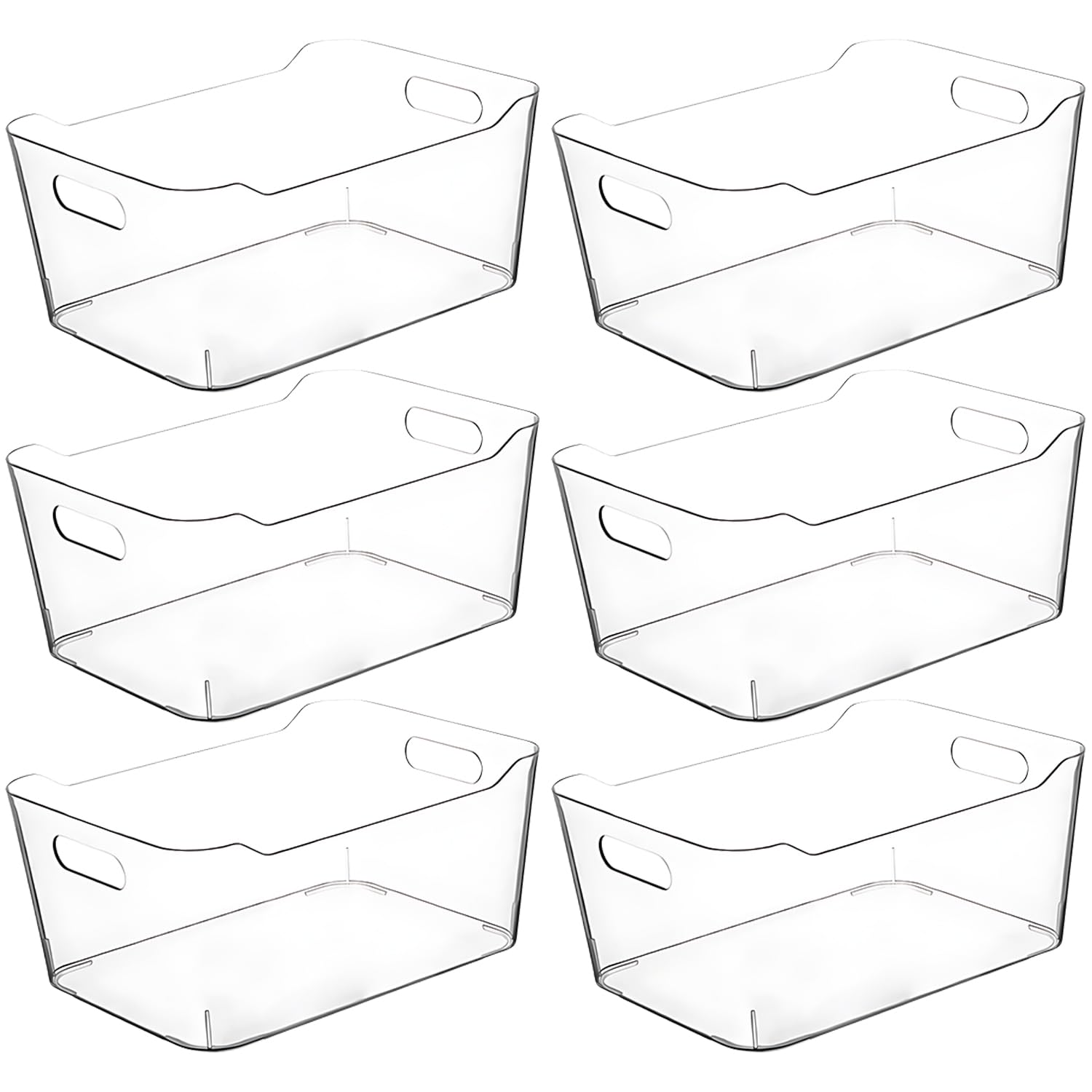 Clear Plastic Storage Bins, Perfect For Kitchen Organization Or Pantry Organization And Storage, Medium Fridge Organizer Plastic