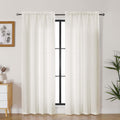 Lecloud Bessie Ivory Curtains for Living Room 78 Inches Long 2 Pcs, Dual Rod Pocket Bedroom Curtains, Light Filtering Faux Linen