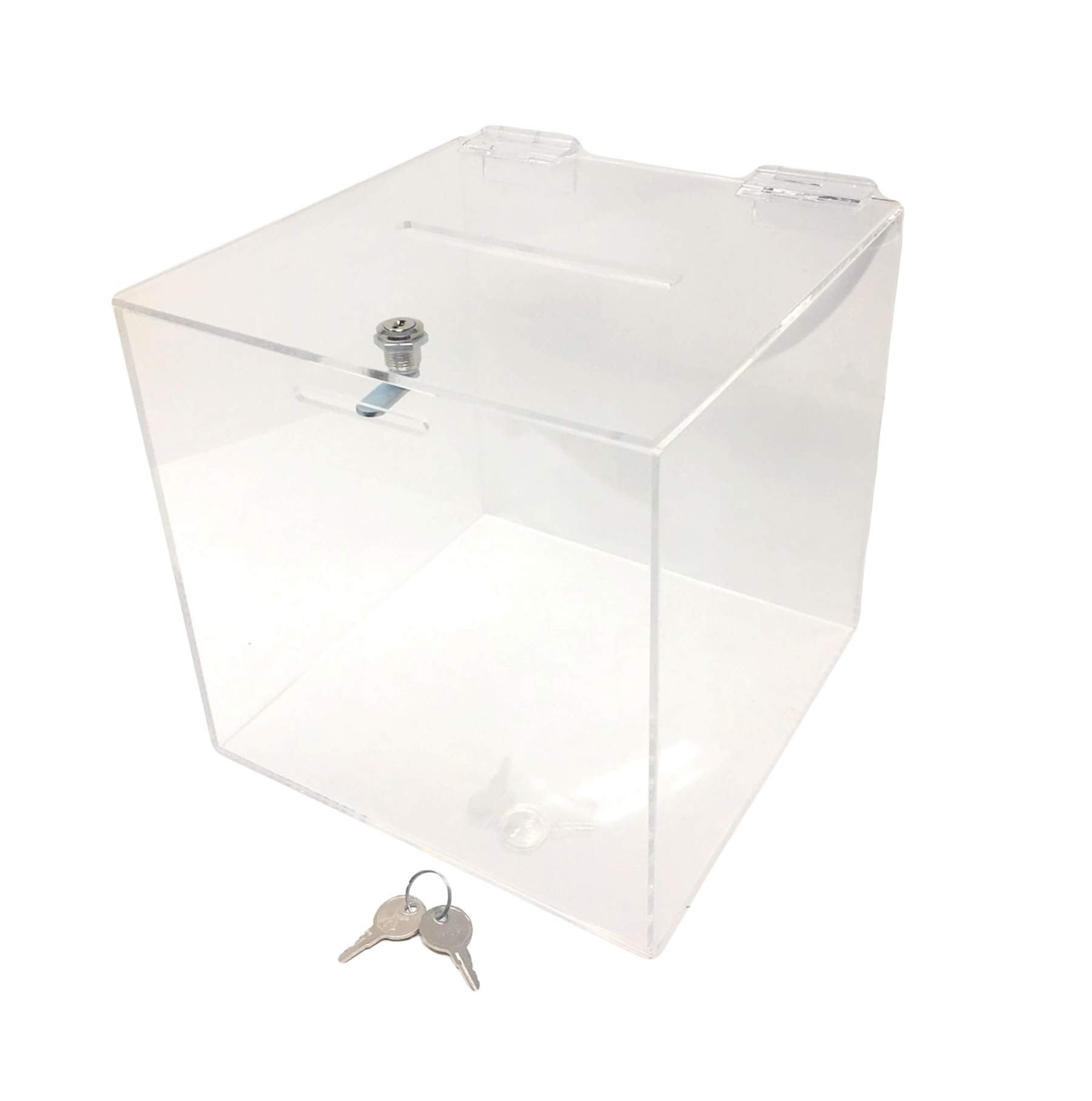 8'W X 8'H Locking Ballot Box Suggestion Comment Qty 1 Raffle Contest Bin Secure Clear Slotted Hinged By Marketing Holders