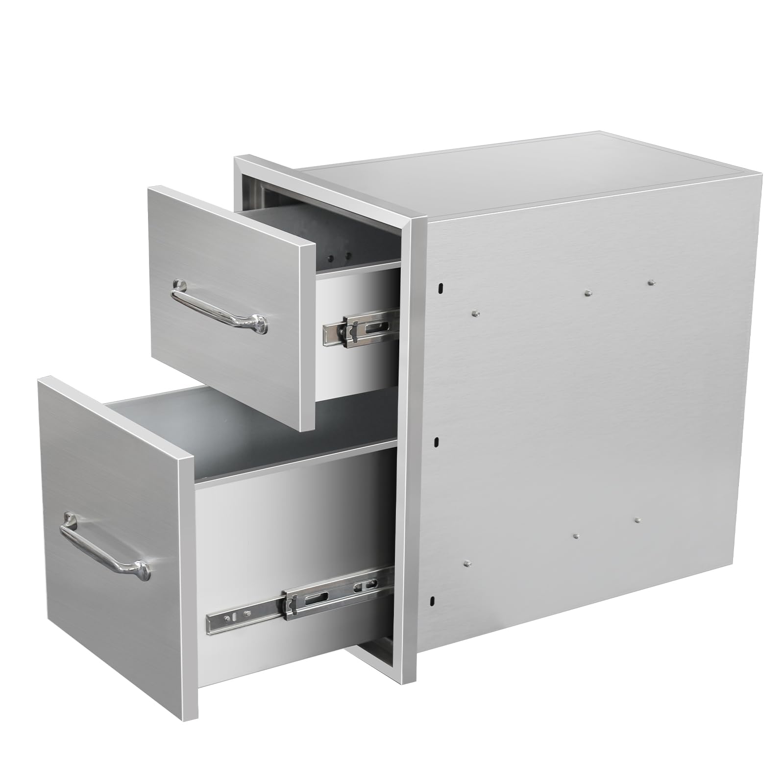 Sgolan Outdoor Kitchen Drawers 14' W X 21' H X 21' D Flush Mount Double Bbq Drawers With Chrome Handle Stainless Steel Drawer